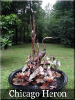 Custom copper heron fountain