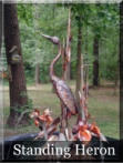 Elegant copper heron fountain