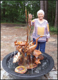 Mary with her new fountain