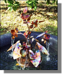 Camelia bush copper fountain