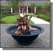 Large sugar kettle with Harper Five fountain at Rehab Center.