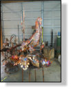 Copper pelican fountain in process in the shop.