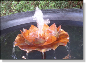 Copper waterlily fountain