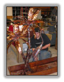 Jamie working on a palm tree fountain