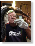 Buddy working on heron