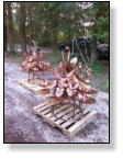 Two big heron fountains about to be shipped.